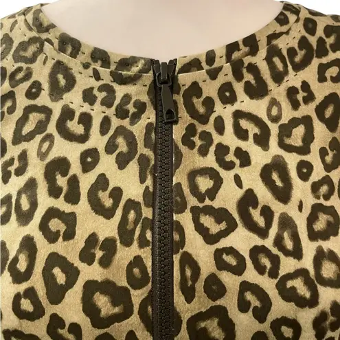 Lafayette 148 New York Size Small Sleeveless Zip Front Olive Animal Print Dress