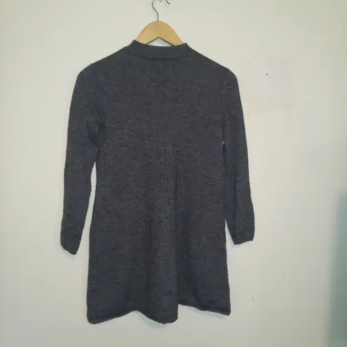 Garnet Hill Merino Wool Sweater Tunic Dress-Small-Gray-Long Sleeve-Mockneck
