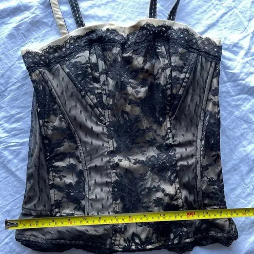 Tripp NYC Vintage Women's Corset Sz M Tank Top Black Brown Lace Up Zip Cotton