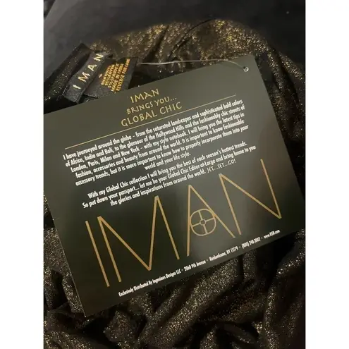 Iman Black Gold Metallic Glitter Asymmetric Hem Sparkle Top Size Small NWT