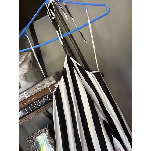 Birgette Herskind Thora A Line Halter Maxi Dress Black White Stripe Womens Size Size XS