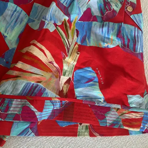 Farm Rio Red Sweet Jungle Linen Blend Tropical Shorts, size small, $140