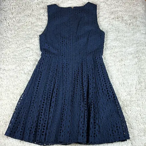 CeCe Cynthia Steffe Claiborne Eyelet A Line Dress Navy Blue Size 8 Preppy Mini