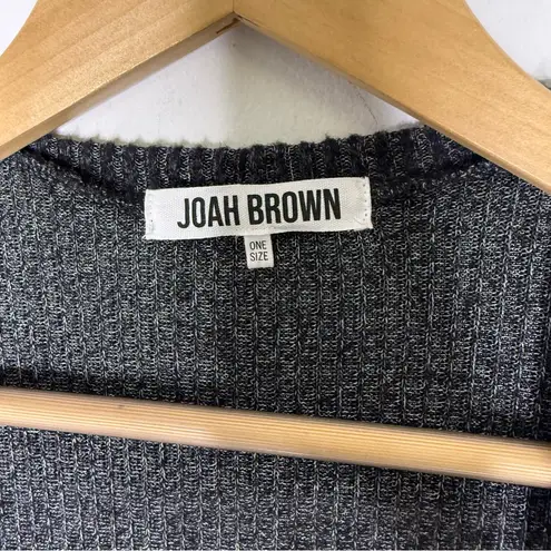 Joah Brown Gray Marled Ribbed Open Front Cardigan Sweater One Size Made in USA