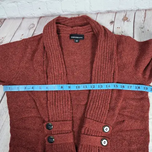Fortune + Ivy Fortune & Ivy Raiden Tab Metallic Button Detail Open Front Cardigan Rust S NIB - Image 6