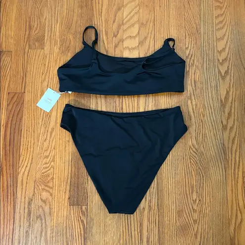 ANDIE Bikini Set Maui Top 90s High Waisted Bottom Black size XL NWT
