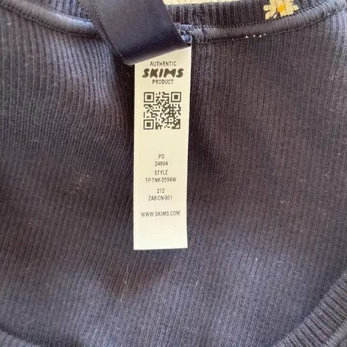 SKIMS Cotton Rib Tank in Navy Daisy Print, Size XXS