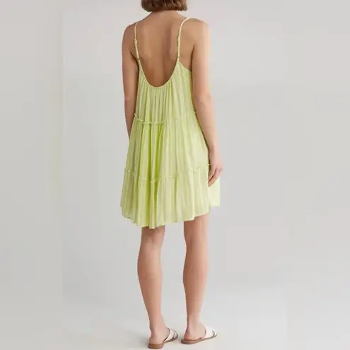 Elan Striped Tiered Cover Up Dress Beachwear Medium