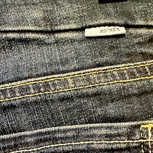 MOTHER THE LOOKER CROP ON THE EDGE WASH BLUE JEANS 25