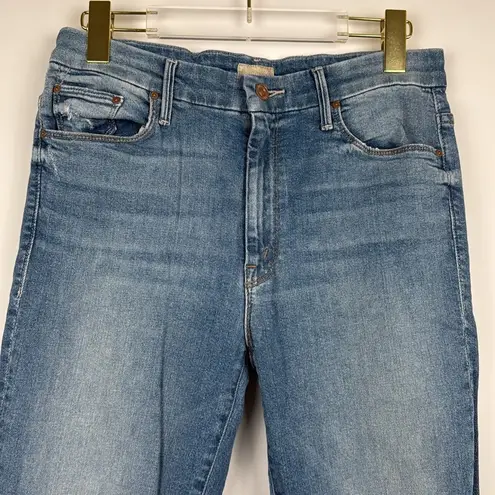 Mother Looker Ripped High Waist Fray Ankle Skinny Jeans Thrilling Shots Size 29 Blue