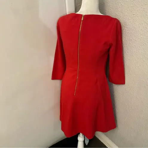 Vince Camuto  Coral Sheath Dress 6 Fit & Flare Boat Neck Pockets Classic Dopamine