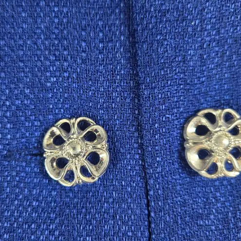 Vintage 1980s Blue Paisley Leslie Fay 3 Piece Skirt Blouse Scarf Set Size 10 Black