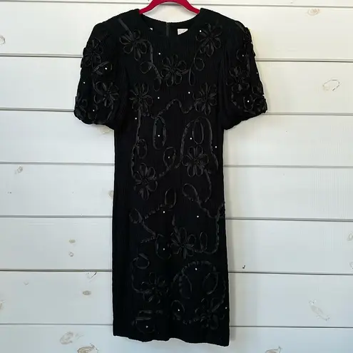 Leslie Fay Vintage 80’s  Petite Black Cocktail Party Dress Size 12