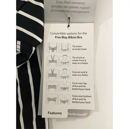 Coco reef New. black stripe 5-way tankini top. 32/34DD. RETAILS $81