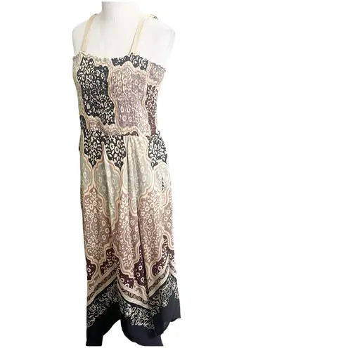 Soft Surroundings Midi Knit Smocked Dress Petite XL Asymmetrical Hem Multicolor