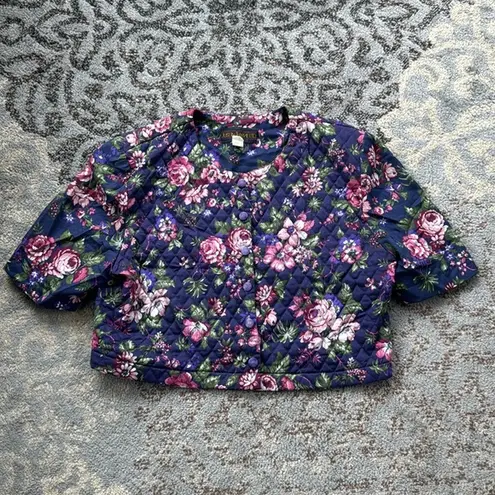 Vintage Just In Thyme LTD Cropped Quilted Button Down Top Purple 16