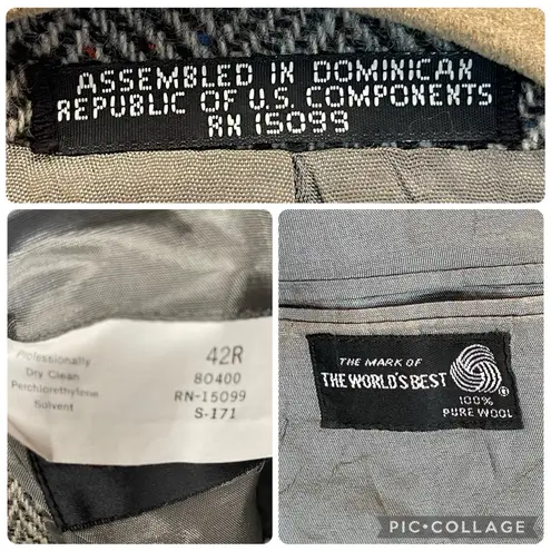 Vintage One Of A Kind Christmas Womens XXL Wool Coat Hand Painted Rudolf Lights Gray