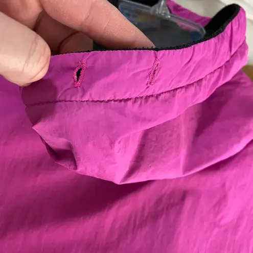 PINK VS Hot Pink Black Windbreaker Pullover Long Sleeve Pocket Hoodie Size MD Size M
