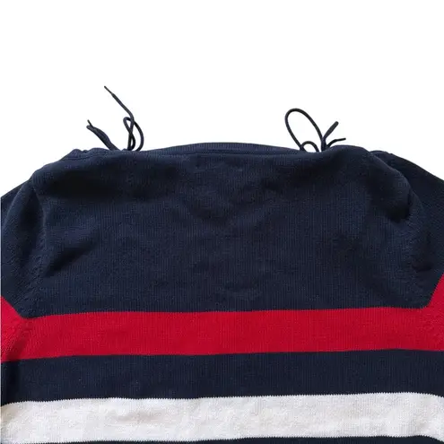 Lauren Ralph Lauren Striped Knit Sweater Navy Red white 100% cotton Pullover XL Blue