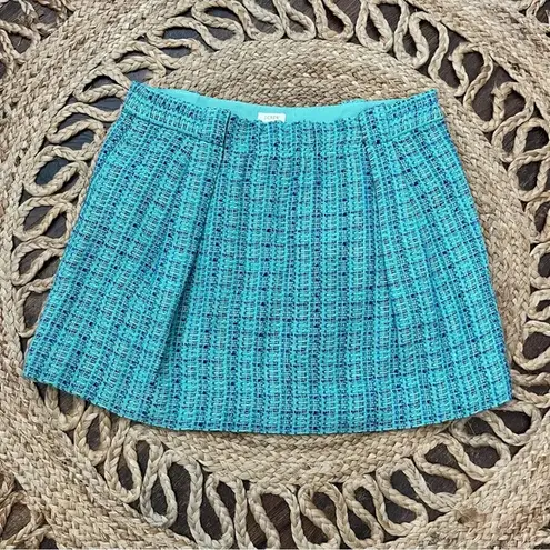 J.Crew  BLUE GREEN TEAL TEXTURE PLAID SKIRT WOMENS SIZE 10