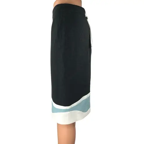 Hugo Boss NEW Black Multicolor Knee Length Knit Straight Pencil Skirt Size 16