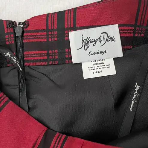 New with tags Vintage 80s Jeffrey & Dara Evening Black and Red Plaid Midi Skirt Size 6