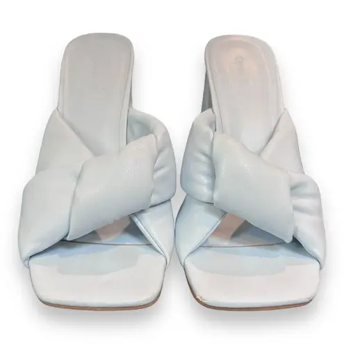 New Open Edit Saydee Sandal Chunky Flared Heel Puffy Knot Blue Skyride Sz 8