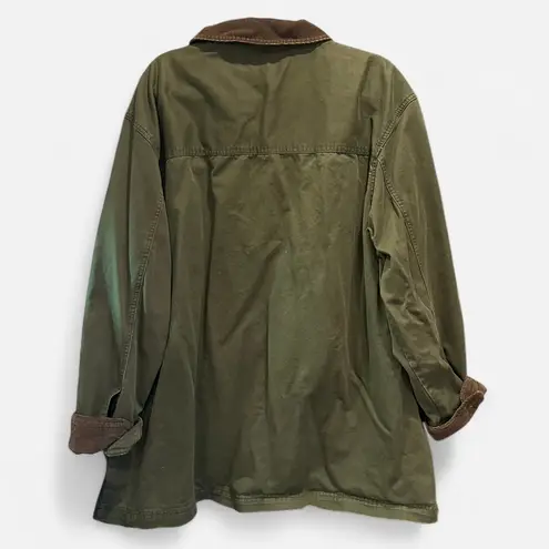 Vintage Cabin Creek Barn Coat Army Green Corduroy Trim Classic Preppy 2XL Size XXL