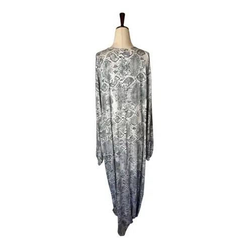 Haute Hippie Dress Women 3X Gray Snakeskin Jersey Tribe Maya V Neck Maxi Jungle