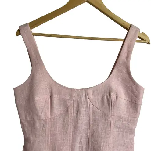 Bec & Bridge Stella Pink Ramie Fitted Sleeveless Scoop Neck Mini Dress Size 6