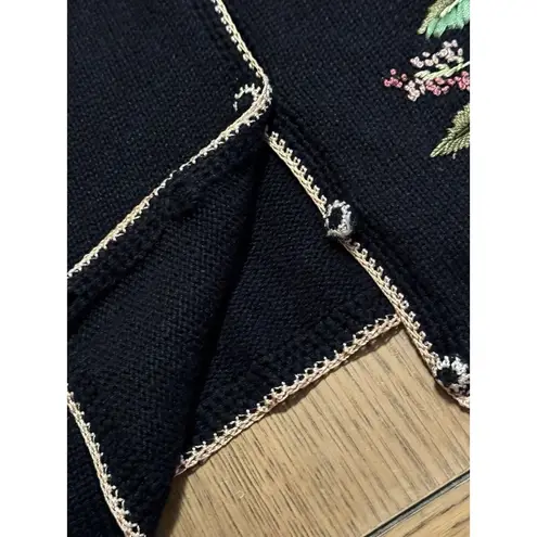 Tiara International Tiara International Cardigan Sweater Sz L Embroidered Button Floral Sequin 2002