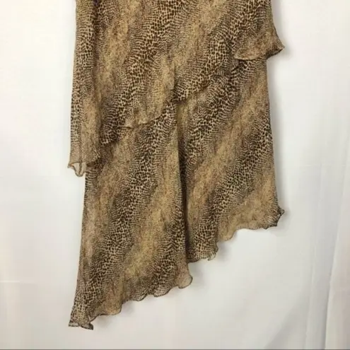 Chetta B Vintage Leopard Print Layered Silk Dress L