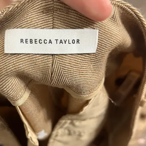 Rebecca Taylor Wool Blend Herringbone Pleated Trouser Pants Tan Size 6