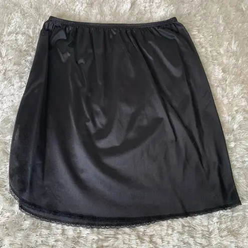 Vassarette  Black Mini Slip Sz Medium Lace Trimmed Slit - Image 1