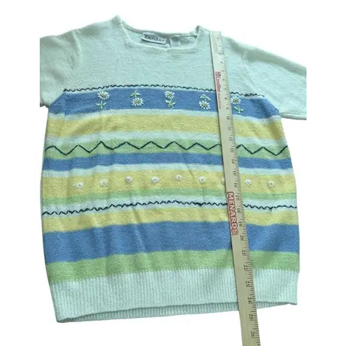 TanJay VTG Womens Medium Short Sleeve Elastic Waistband Daisy Flowers Grannycore