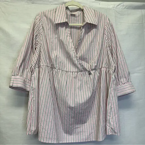 Motherhood Maternity Striped Mock Wrap Top with Belt, Size 1X