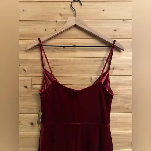 NWT Taylor Size 2/XS Strappy Red Orange Cowlneck Velvet Midi Dress