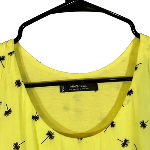 MNG by Mango Yellow Palm Tree High Low Hem Sleeveless Tank Top Women Sz XL