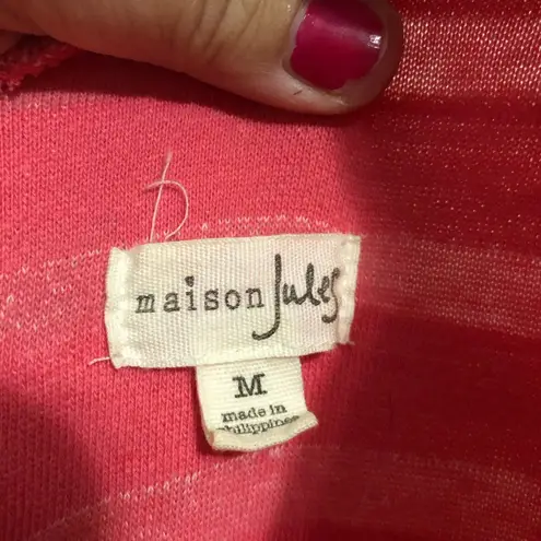 Maison Jules bubblegum pink white striped dress fit flare women’s size medium
