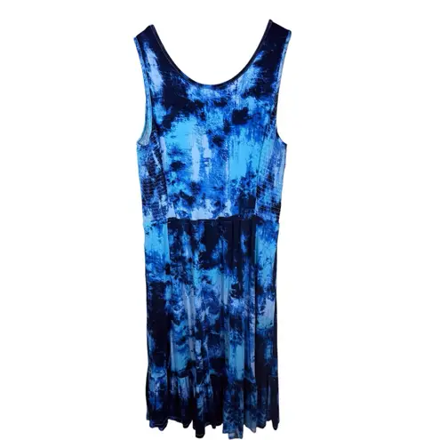 Jason Wu J Dresses A480664 Tie Dye Knit Ruffle Midi Dress Large Petite Blue