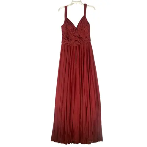 Kleinfeld Cold Shoulder Long Bridesmaid Gown Dress in Cranberry Size 12 Red