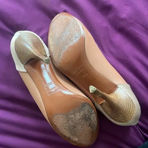 LANVIN 2012 Nude Leather and Satin Pump *Imperfect Tan Size 8.5