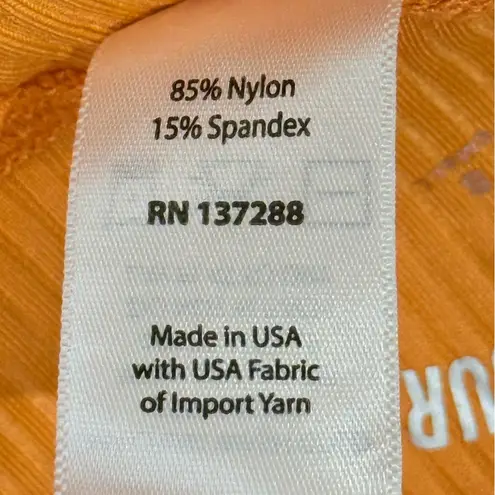 Years Of Ours Ribbed Matching Set Biker Shorts Racerback Sports Bra Orange Small