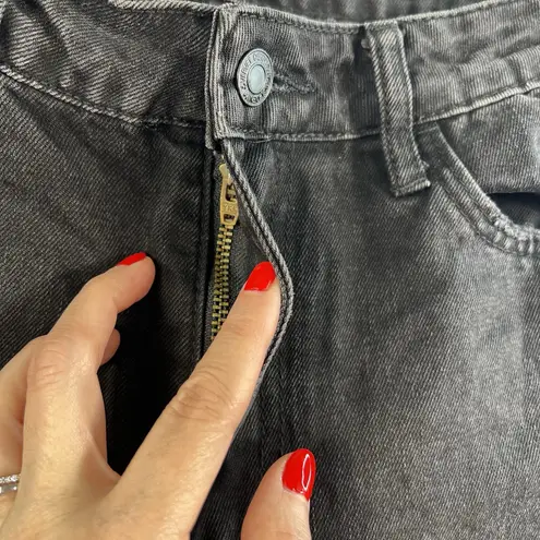 Vervet Sz 28 Wide Leg Jeans Olivia Black Sun High Rise Distressed Ripped Cropped