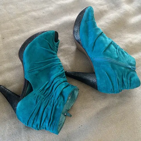 Jeffrey Campbell  Teal turquoise suede Rouched open toe platform heel size 10 - Image 6