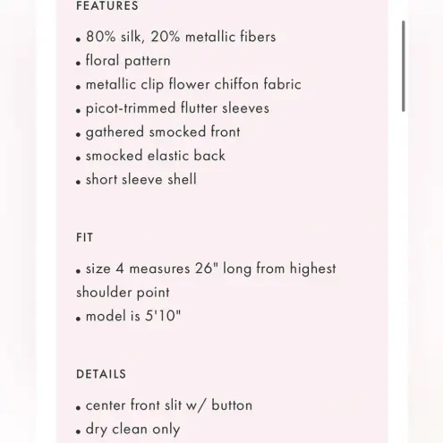 Kate Spade  Floral Chiffon Shell Top