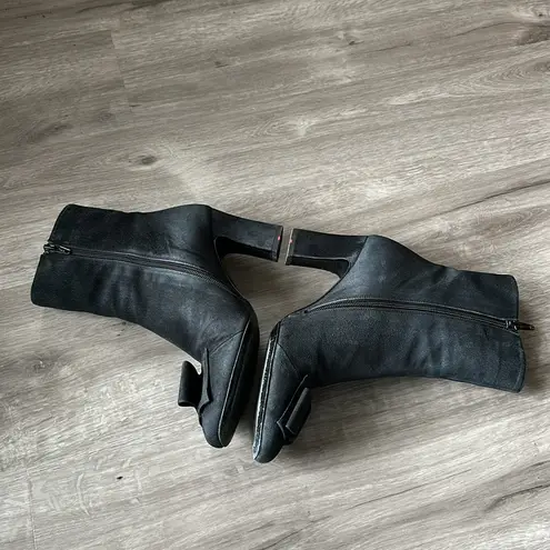 Black Suede Bowtie Toe Booties Size 8.5