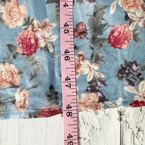 Nsr Heidi Rouched Slit Front Floral Sky Midi Dress Size Large