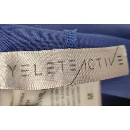 Yelete Blue High Waist Mesh Leggings with Moto Pockets Size Medium