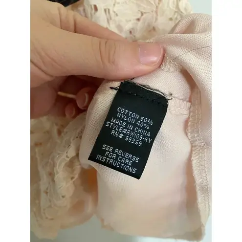 Rhapsody Light Pink Sleeveless Lace Overlay Mini Dress with Belt